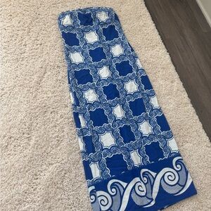 FARM Rio Blue and White Strapless Dress